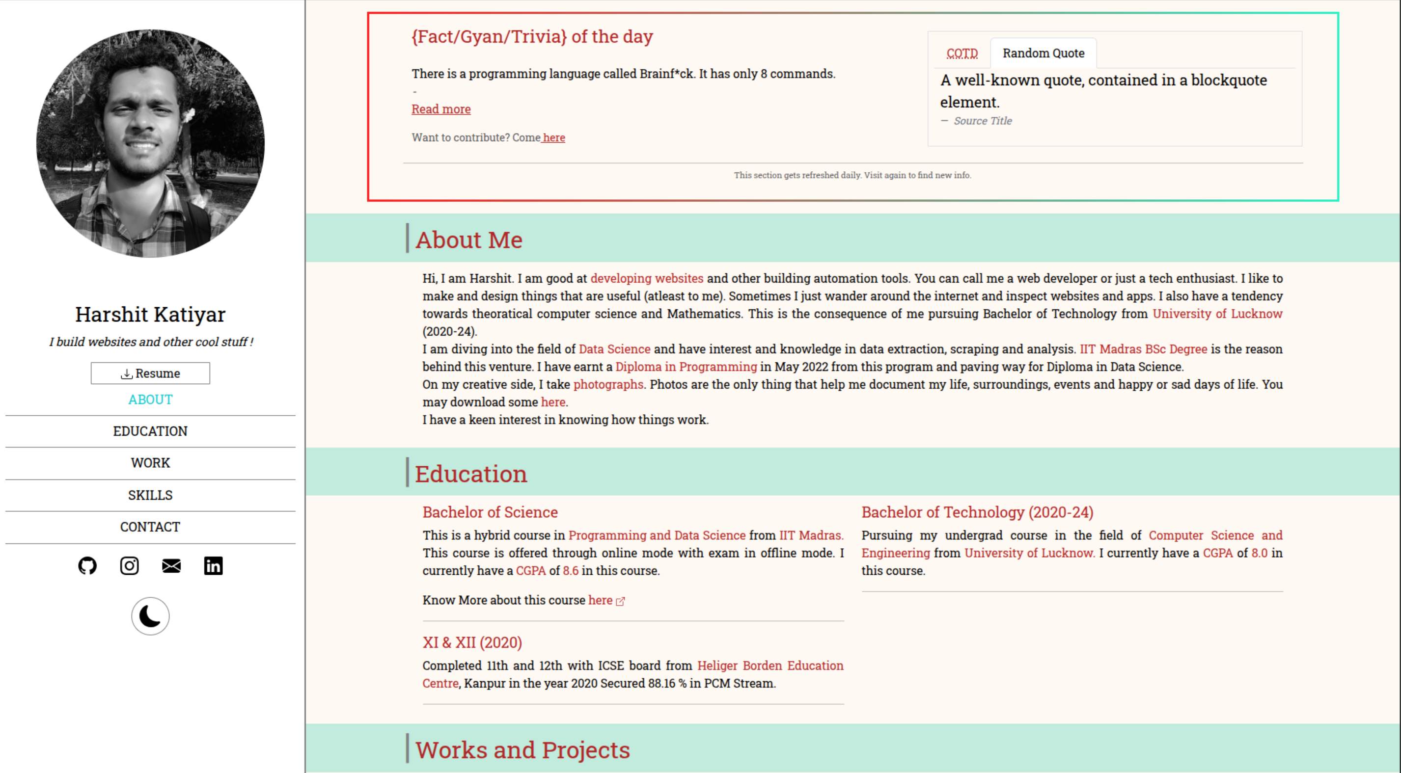 old portfolio website