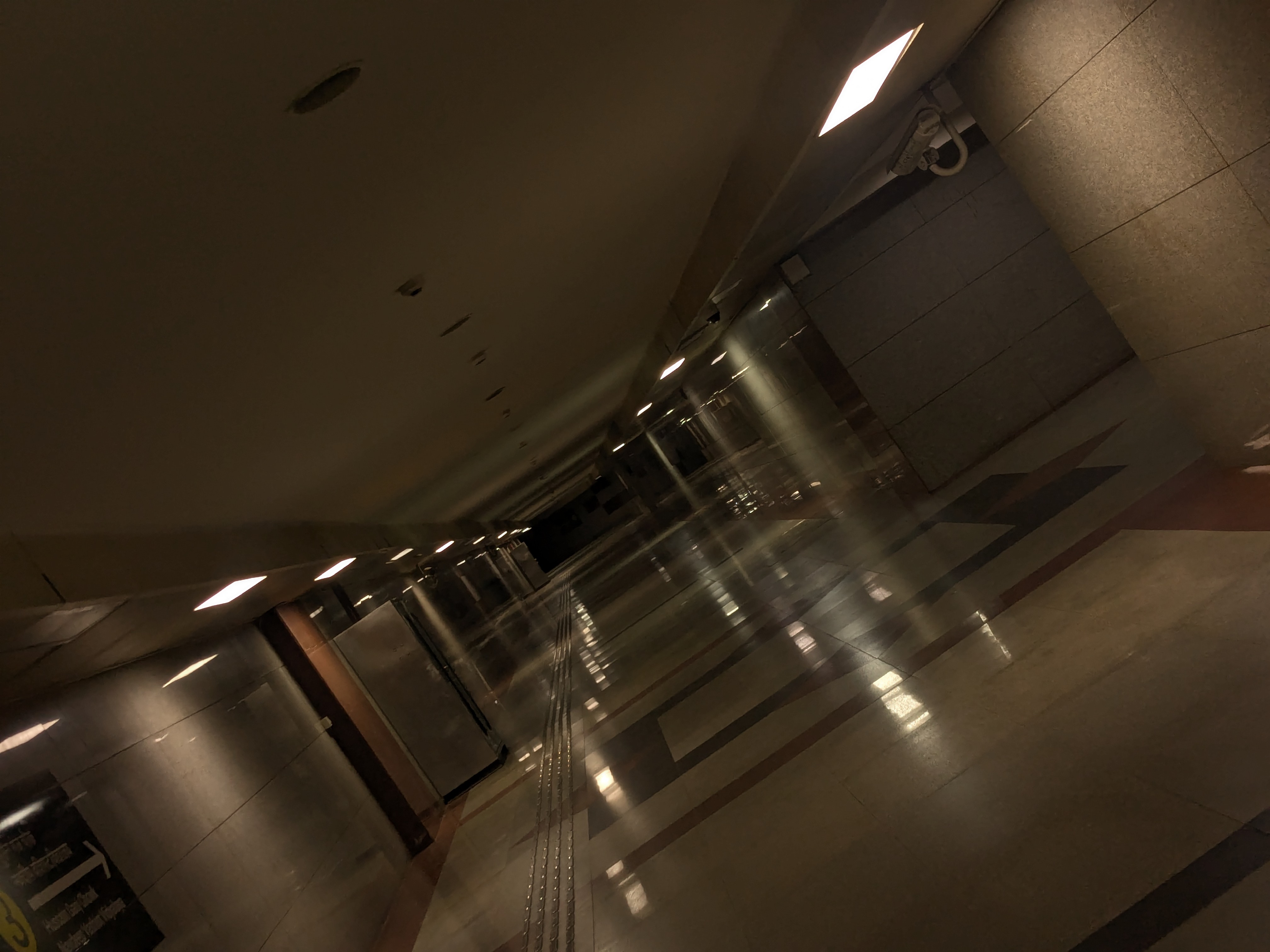A cool looking tilted photo of a metro corridor Image